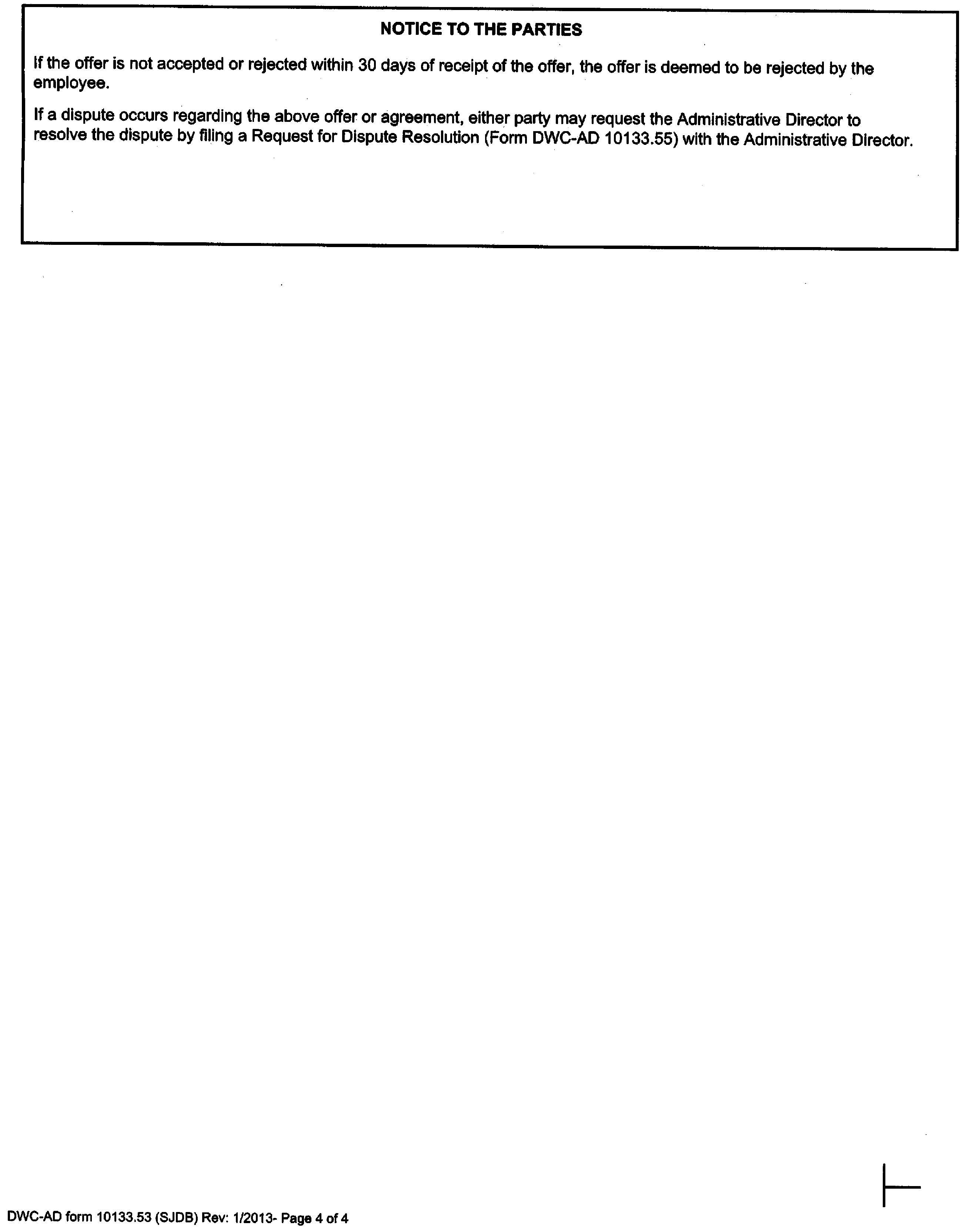 Image 4 within § 10133.53. Form [DWC-AD 10133.53 “Notice of Offer of Modified or Alternative Work for Injuries Occurring Between 1/1/04 - 12/31/12, Inclusive.”]